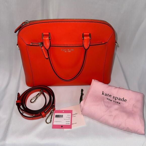 NWT: Kate Spade Louise Tamarillo (Vibrant Orange) Medium Dome Satchel Purse (v) - Picture 16 of 16